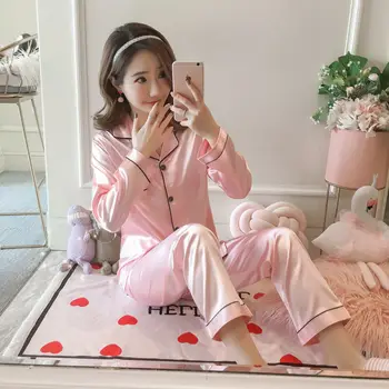 Lenjerie pijamale de mătase artificială de primăvară și de toamnă cu mâneci lungi costum sexy de îmbrăcăminte casual crește