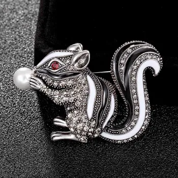 Drăguț Galben Portocaliu Email veveriță animal broșe bijuterii pentru bărbați cadouri imitație pearl pin brosa buchet de Brand brosa Vintage