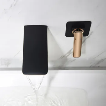 Perete ascuns robinet cascada a crescut de aur negru cald și rece, de perete de lumină atingeți de lux chiuveta peretele bazinului de apă a crescut de la robinet