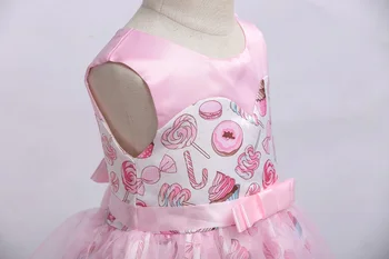 Copilul Fete Dress inghetata Dragoste de Imprimare de Copii Rochie pentru Copii Rochie de Partid Fata de Ceremonia de Vestido de Crăciun Haine Roz și Albastru