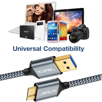 Micro Cablu USB 3.0,Jsaux 5Gbps Rapid de Încărcare Cablu de Date USB, Cablu Telefon Mobil Cabluri pentru Samsung Note 3 S5 HDD Hard Disk Cablu