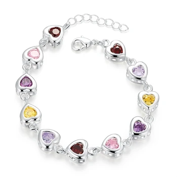 Cel Mai Bun Colorate De Calitate Cz Inima De Proiectare Link-Ul De Bratari Bijuterii Argint 925 Bratari Pentru Valentines Cadouri