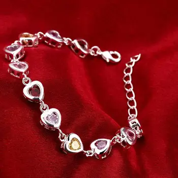 Cel Mai Bun Colorate De Calitate Cz Inima De Proiectare Link-Ul De Bratari Bijuterii Argint 925 Bratari Pentru Valentines Cadouri