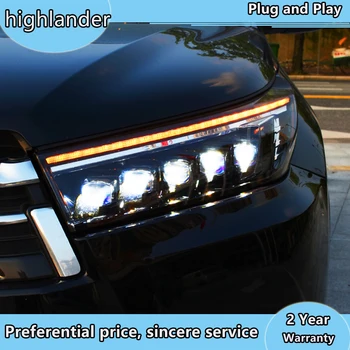Auto Styling pentru perioada 2018-2019 Noul Highlander TOATE Farurile cu LED-uri Faruri DRL Bi-Lentilă LED High Low Fascicul de LED-uri cu dinamică transforma signl
