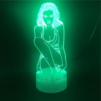 3D Lumini de Noapte Lampă cu Led-uri Populare Vedeta Scarlett Johansson Aplicație de Control Lampă de Masă Decor Dormitor Veioza pentru Cadou de Crăciun