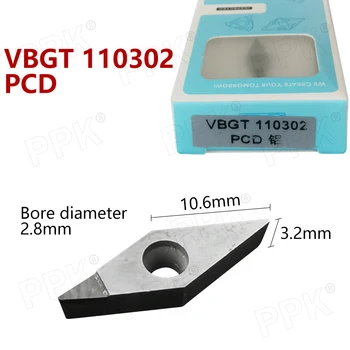 De înaltă precizie 1buc NOU PCD VBGT 110302 PCD Diamant CNC introduce lama