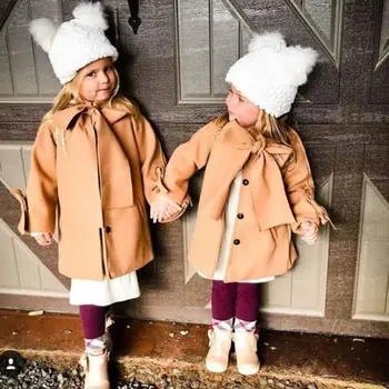 NOI Stoc Copil Fetita de Iarnă Lână Cald Arc Haina Palton Outwear Jacket Haine