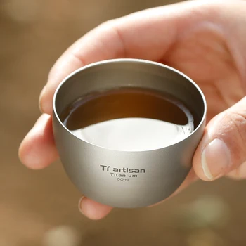 Ti 40/50ml Titan Pur Mini Ceașcă de ceai Dublu-Strat de Izolație Termică Anti-calde menajere în aer liber, Titan Ceașcă de ceai Ceașcă de Cafea de Birou
