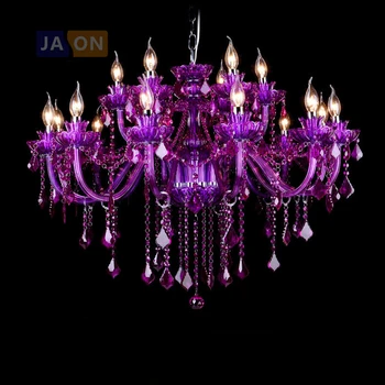 Led e14 Europene Fier de Sticlă Cristal Violet Candelabru de Iluminat Lamparas De Techo Suspendarea corpurilor de Iluminat Lampadare Pentru Hol