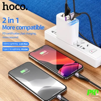 HOCO 2in1 PD Tip C pentru Iluminat Cablu de 20W PD 3A Încărcare Rapidă Sincronizare de date cablu USB-C pentru Cablu USB pentru iPhone 12 11 Xs Max XR iPad