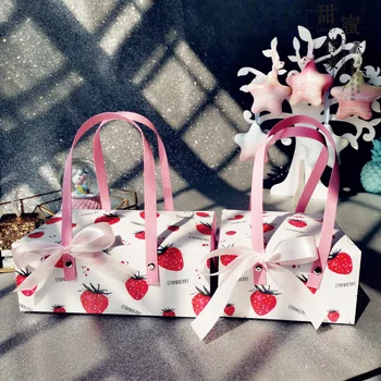 Festivalul luna prăjituri crocante ceai parfumat cutie de cadou pi portabil tort cutie Copil de Dus la Petrecerea de Ziua de Capsuni hârtie sac de cadouri