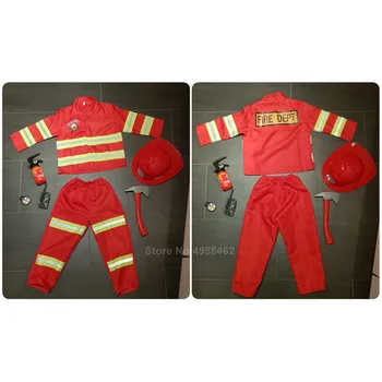 Roșu Pompierul Sam Pompierul Cosplay Costum pentru Copii Băieți Fete de Halloween, Crăciun, Cadou de Ziua fire Dept Uniformă de Îmbrăcăminte