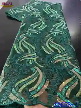 NIAI Africane Dantela Tesatura 2020 Înaltă Calitate Material de Dantela Cu Paiete Verde Nigerian Țesături Dantelă Pentru Rochie de Mireasa XY3265B-1
