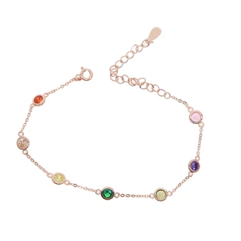 De vară 2020 Noua moda 925 delicate AAA Circulare mici Colorate CZ Bratari pentru Femei farmec fată Ziua de nastere Cadou de Bijuterii
