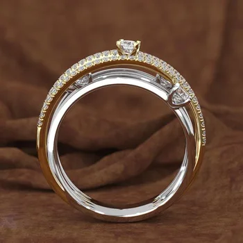 14K 3 Culori de Aur Inel cu Diamant pentru Femei Topaz 1 carat Piatră prețioasă Bizuteria Anillos Bijuterii de Argint Inel cu diamant de Logodna cutie