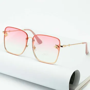 2019 Noua Moda Lady Supradimensionat fără ramă Pătrată de Albine ochelari de Soare Femei Barbati Mici de Albine Ochelari Gradient de Ochelari de Soare Femei UV400