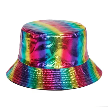 2019 noua moda din piele de pescuit capac de brand casual găleată Pălărie de protecție solară bonnie pălării de Moda curcubeu pescar capace