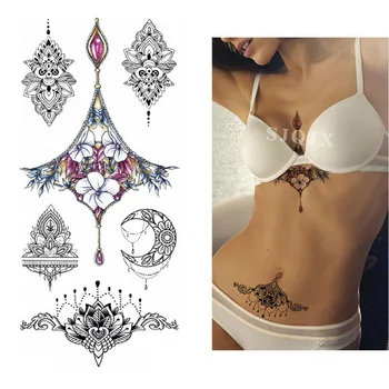 25 de Modele 1 bucată de Bijuterii pentru Femei 3D Tatuaj Temporar Pentru Corpul Piept Talie Autocolant Tatuaj Sexy de la Cravată Pendan tatuaj Fals