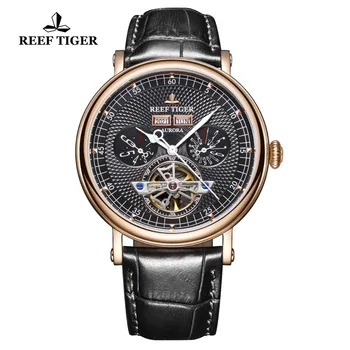 Recif de Tigru/RT Brand de Top Ceas de Lux pentru Barbati a Crescut de Aur Tourbillon Ceas Multifuncțional Ceasuri Automate Safir de Sticlă RGA1903