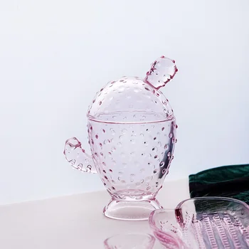 Nordic Roz De Cristal Borcane De Sticlă Cactus Candler Detergent De Vase Tava Ceara Recipient De Stocare Bijuterii Cutii Desktop Ornamente Decorative