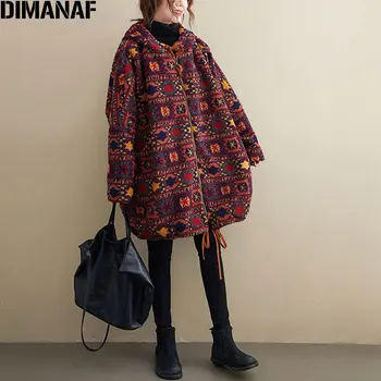 DIMANAF Femei, Plus Dimensiune Haine 2020 Iarna Noi Cașmir Haina Haine de Craciun Model Print Hanorac Design Cald Flocking Îmbrăcăminte exterioară