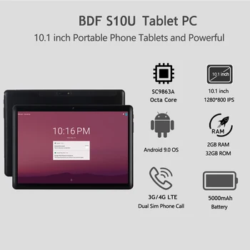 BDF Tableta Android De 10 Inch, 2GB RAM, 32GB ROM Tablete Pc Android 9.0 Octa Core 4G 1280*800 IPS Планшеты Tableta de 10 și șapte de centimetri