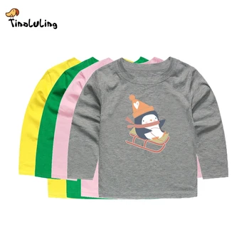 TINOLULING Copii T-shirt pentru Copii Pinguin tricouri Băieți Fete de Crăciun Bluze Copii cu Maneca Lunga tees