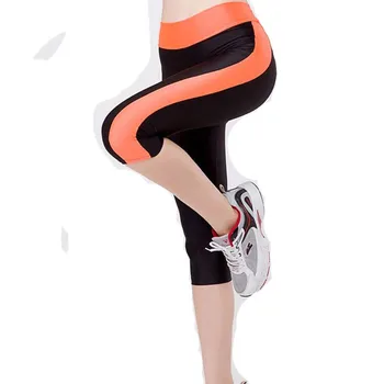 3/4 Pantaloni de Yoga pentru femei Vițel-lungime Pantaloni Capri Pantaloni Sport Femei jambiere de Fitness, Yoga, Gimnastică Talie Mare Leggins Negri