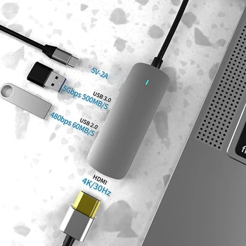 Basix Tip C Hub USB 3.0 2.0 Multi USB C Docking Station, Laptop withHDMI-compatibil pentru MacBook Pro de Aer pentru Huawei Mate20 P20pro