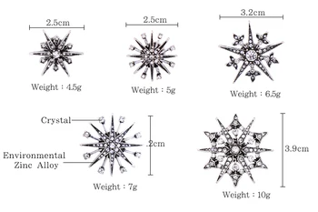 Kissme 5pcs/set Geometrice Stele Fulg de nea Cristal Broșe Pentru Femei Fermecătoare Brand Guler Pini Noua Moda Bijuterii Accesorii