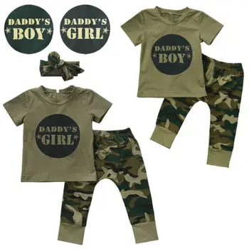 2 buc Băiețel Nou-născut Fete Seturi de Îmbrăcăminte de Moda pentru Copii Camo Maneci Scurte T-shirt, Bluze Pantaloni Haine Haine Haine pentru Copii