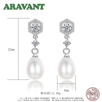 Noua Moda Pearl Cercei Argint 925 Naturale De Apă Dulce Pearl Încrustate Zircon Cercei Stud Pentru Femei Cadouri Bijuterii