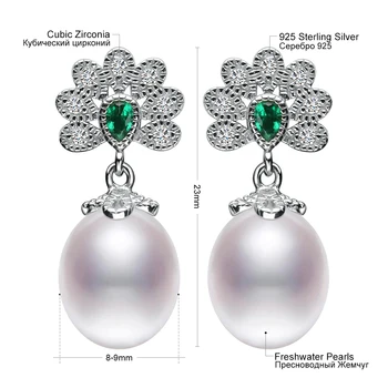 Trendy Argint 925 Alb Elipsă Perle de apă Dulce Cercei Stud pentru Femei Bijuterii Perla Cadouri, en-Gros FEIGE