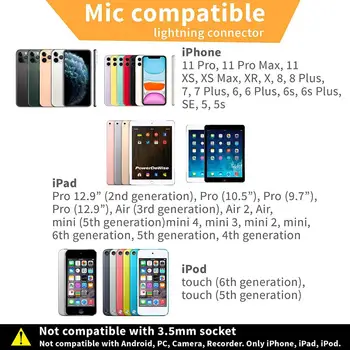 YC-VM40 Telefon Audio Înregistrare Video Lavaliera Microfon cu Condensator pentru iPhone 11 X Xr Xs max 8 8plus 7 7plus 6 6s 6plus 5