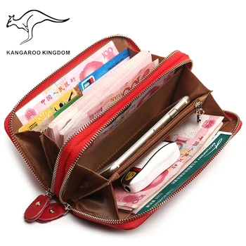 KANGAROO KINGDOM brand de moda pentru femei portofele din piele cu fermoar lung de sex feminin ambreiaj pungă portofel