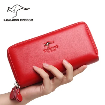 KANGAROO KINGDOM brand de moda pentru femei portofele din piele cu fermoar lung de sex feminin ambreiaj pungă portofel