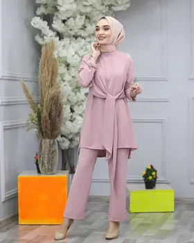 Musulman 2pecs Seturi Femei Plus Dimensiune Rochii Dubai Dantela-up Topuri Pantaloni Caftan Oman, Pakistan, Turcia, Africa Islamică Haine