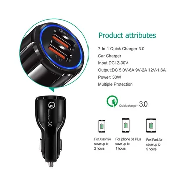 Quick Charge 3.0 Incarcator Auto de Bricheta Adaptor QC 3.0 Dual USB Port de Încărcare Rapidă Accesorii Auto Pentru Telefon DVR MP3
