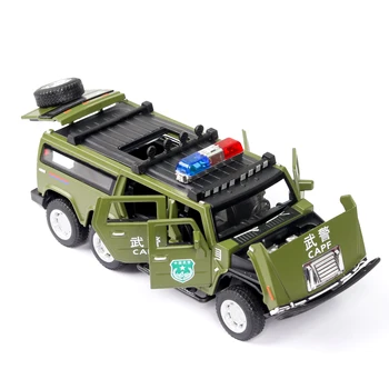 1:32 de simulare Mare de Hummer Prelungi Politici Mașină de Model de turnat sub presiune Vehicule de Jucărie Cu Sunet de Lumină Aliaj Mașină de Jucărie Copil Jucării de Crăciun