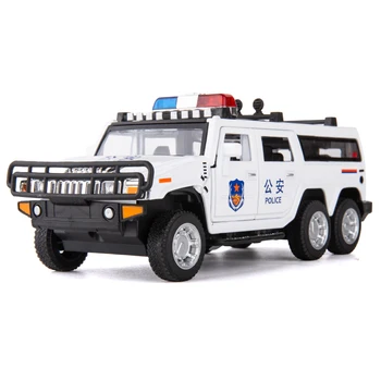 1:32 de simulare Mare de Hummer Prelungi Politici Mașină de Model de turnat sub presiune Vehicule de Jucărie Cu Sunet de Lumină Aliaj Mașină de Jucărie Copil Jucării de Crăciun
