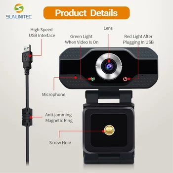 1080p HD usb webcam, Lumina Corectarea Pro Microfon de Calculator & Inel de Lumina Camera Web Cam Video pentru Mac, Windows