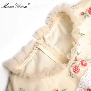MoaaYina Designer de Moda Pistei rochie de Primavara-Vara pentru Femei Rochie maneca Scurta Paiete Broderie Pachetul fese Rochii