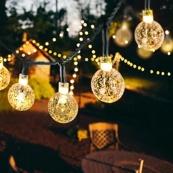 Noi de 20 de LED-uri Cristal ball 5M Lampa Solara LED-uri de Putere Șir de Lumini de Basm Solare Ghirlande Gradina Decor de Crăciun în aer liber, Grădină