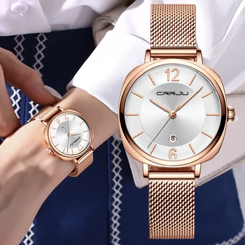 CRRJU Rose gold Ceas de mână pentru Femei Ceasuri de Lux, Marca de Oțel Doamnelor Cuarț Femei Ceasuri Relogio Feminino Montre Femme