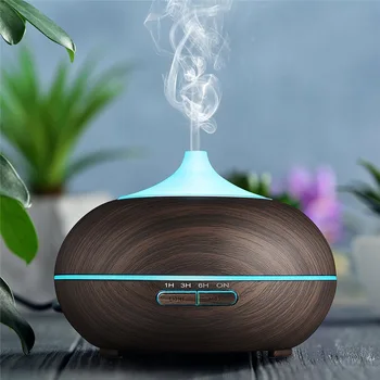 550ml Lemnului Difuzor de arome cu Ultrasunete Ulei Esențial Difuzor de Distribuție Aer Humdifier cu 7 Culori LED Purificator de Aer