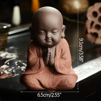 Strongwell Chineză Drăguț Statuie A Lui Buddha Zen Manual Călugăr, Figurine Nisip Colorat Meserii Ceramice Zisha Ceramică, Ornamente De Cadou