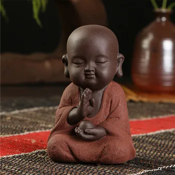 Strongwell Chineză Drăguț Statuie A Lui Buddha Zen Manual Călugăr, Figurine Nisip Colorat Meserii Ceramice Zisha Ceramică, Ornamente De Cadou