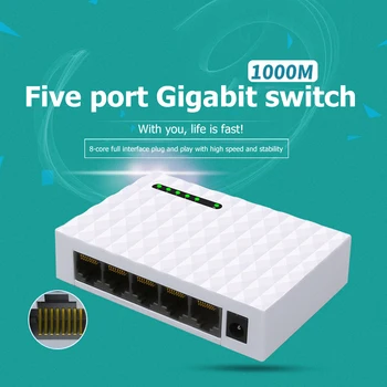 5 Port Gigabit Switch de Rețea 1000Mbps RJ45 LAN Desktop Fast Ethernet HUB de Comutare Șunt cu UE/SUA Adaptor de Alimentare pentru Monitor