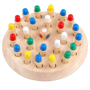 Montessori pentru Copii de Învățământ din Lemn Meci de Memorie Stick Joc de Șah Bloc Distractiv Joc de Bord de Culoare Cognitive Capacitatea de Jucărie pentru Copii Cadouri
