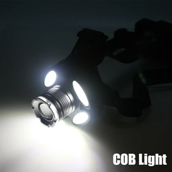 Linterna Frontal Recargable de cabeza luz CONDUS 000LM T6 4X COB ZOOM Impermeabile